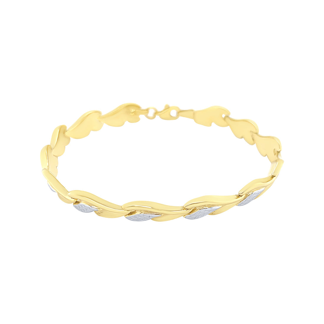 9ct Yellow Gold Silver Infused Two Tone Fancy Bracelet Bracelets Bevilles 