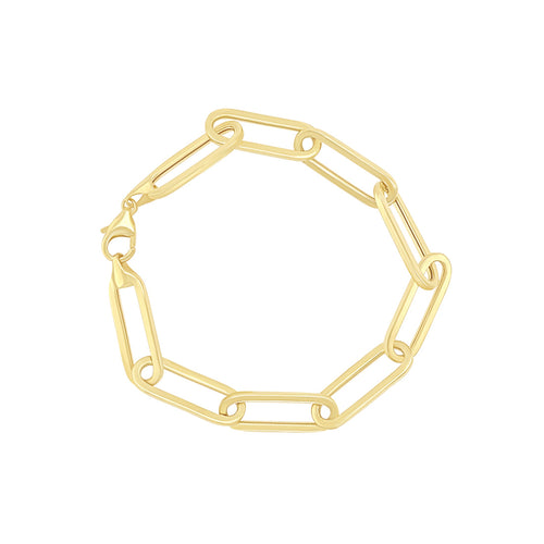 9ct Yellow Gold Silver Infused Oval Link Bracelet Bracelets Bevilles 