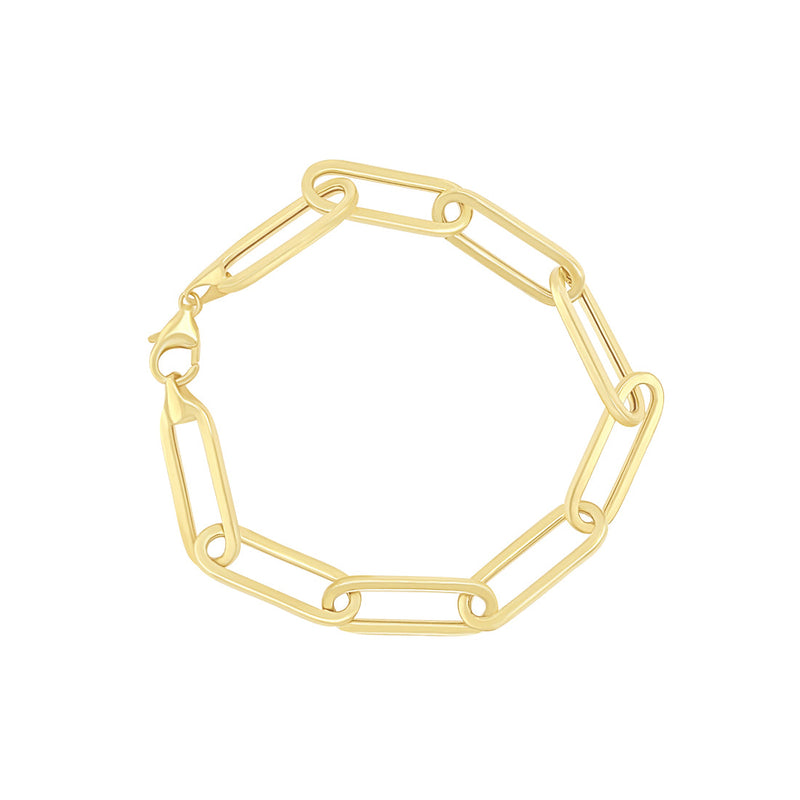 9ct Yellow Gold Silver Infused Oval Link Bracelet Bracelets Bevilles 