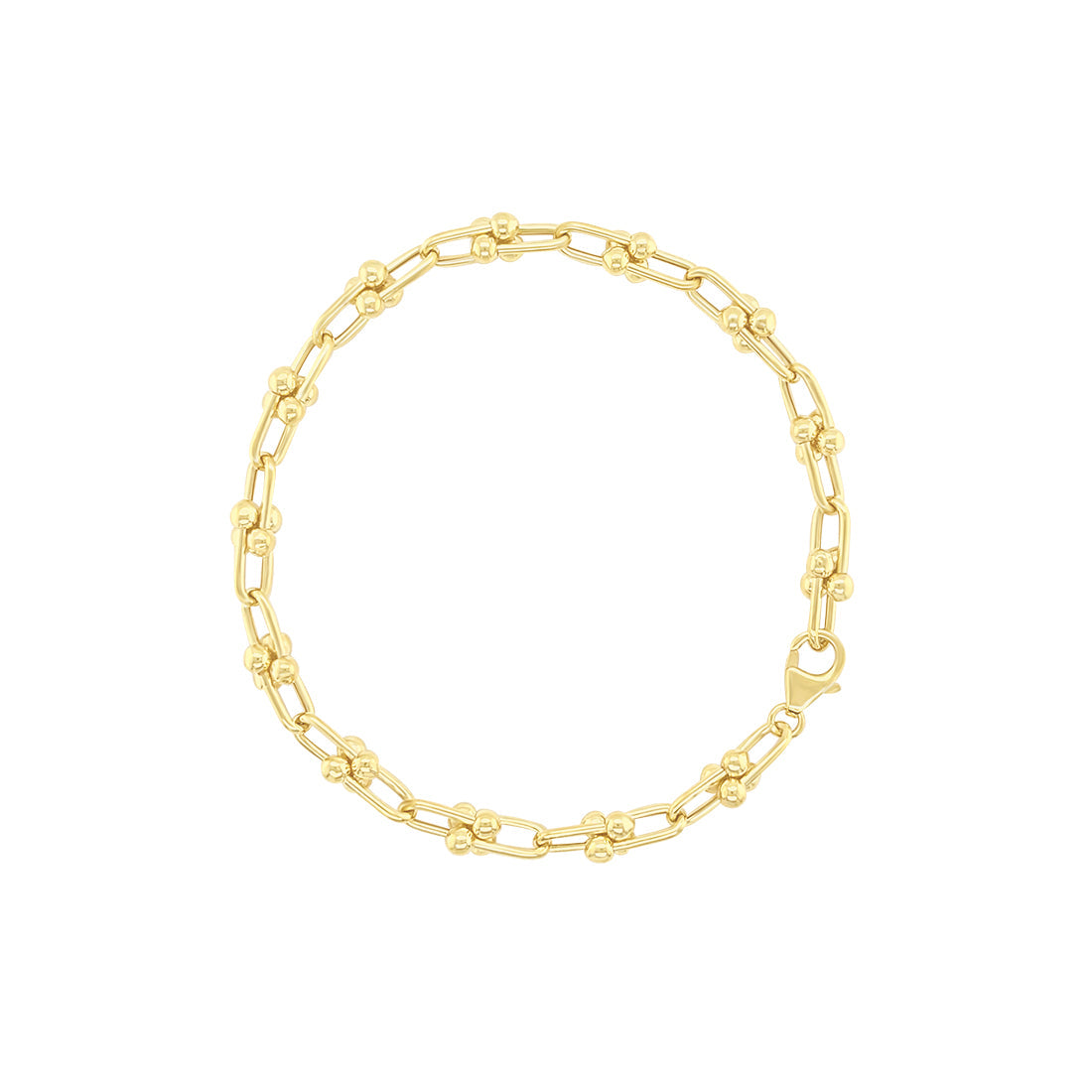 9ct Yellow Gold Silver Infused Horseshoe Link Bracelet Bracelets Bevilles 