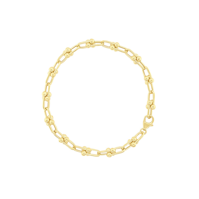 9ct Yellow Gold Silver Infused Horseshoe Link Bracelet Bracelets Bevilles 