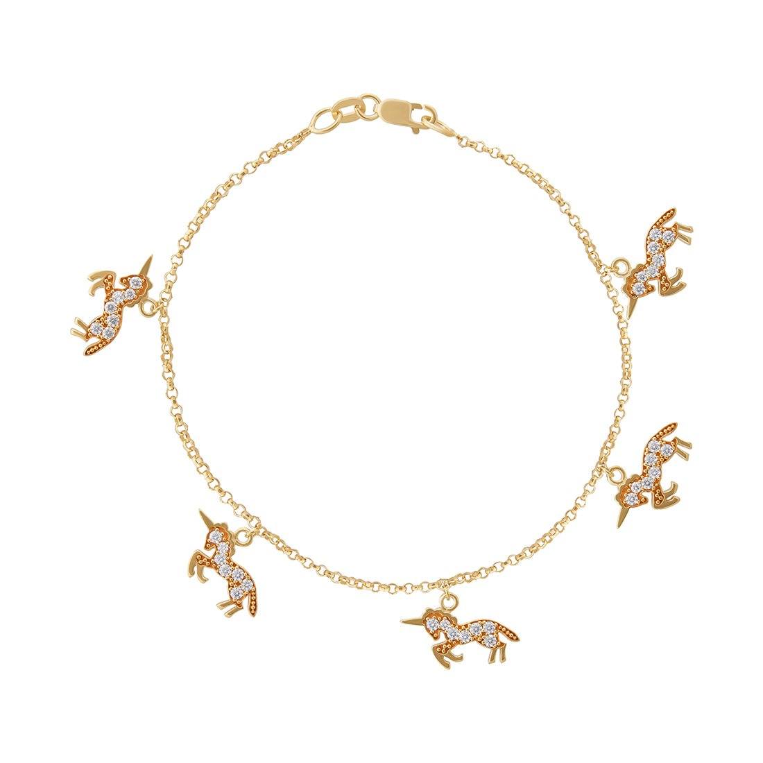9ct Yellow Gold Silver Infusion Unicorn Bracelet Bracelets Bevilles 