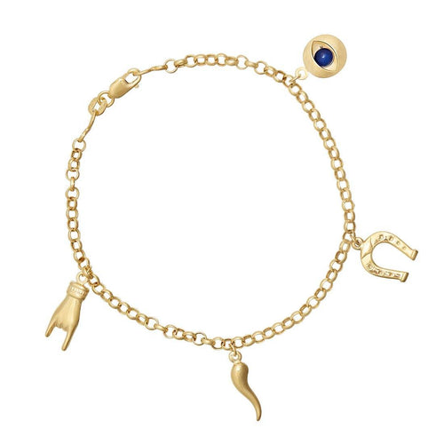 9ct Yellow Gold Silver Infused Lucky Charm Bracelet Bracelets Bevilles 