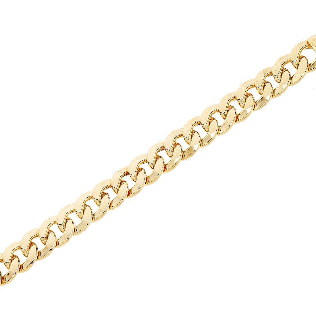 9ct Yellow Gold Silver Infused Flat Curb Bracelet 19.5cm Bracelets Bevilles 