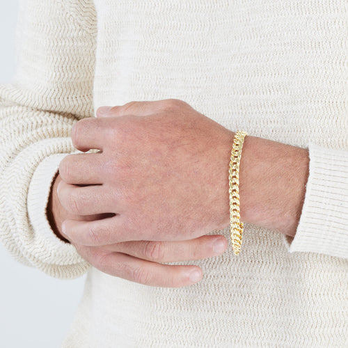 9ct Yellow Gold Silver Infused Flat Curb Bracelet 22cm Bracelets Bevilles 