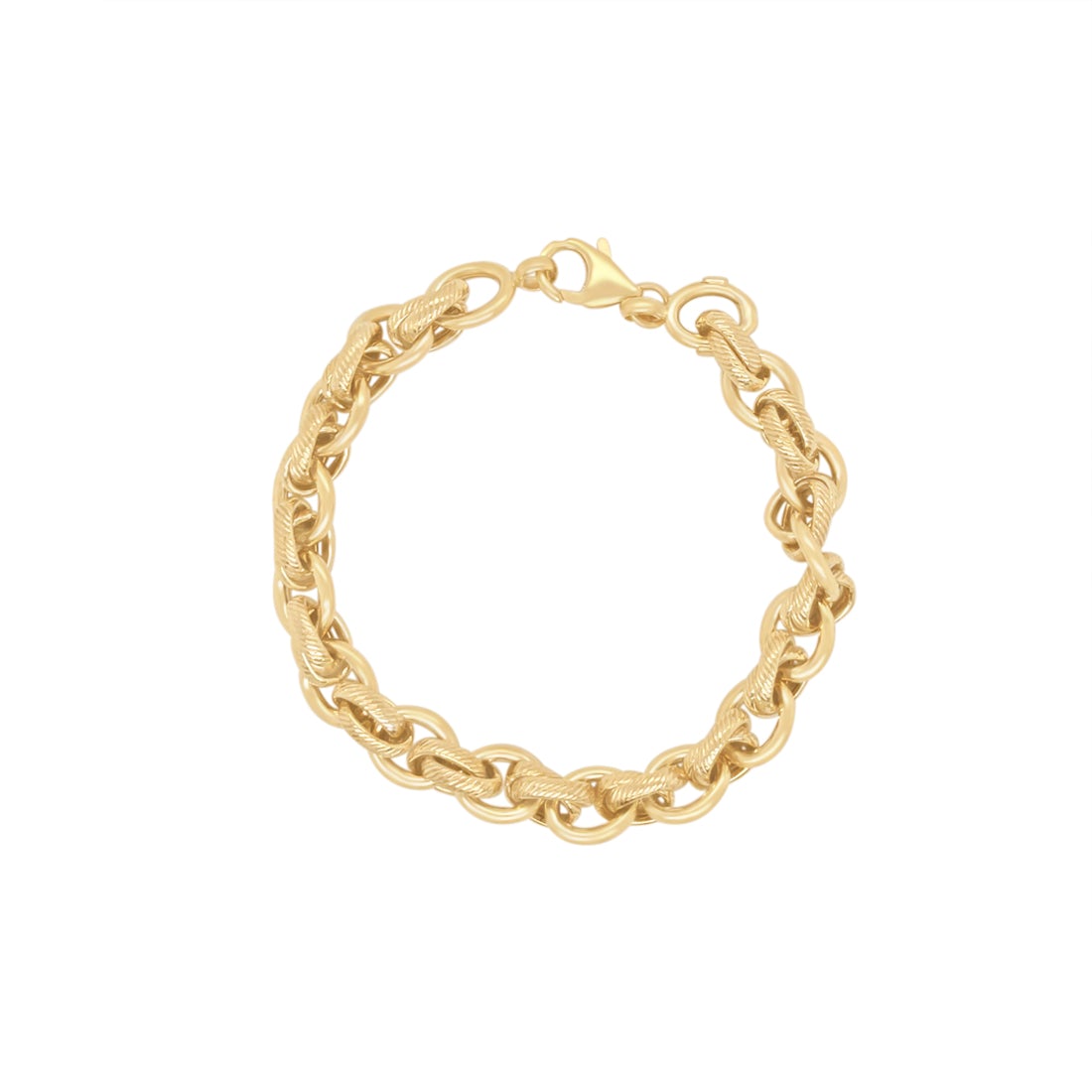 9ct Yellow Gold Silver Infusion Oval Pattern Belcher Bracelet Bracelets Bevilles 