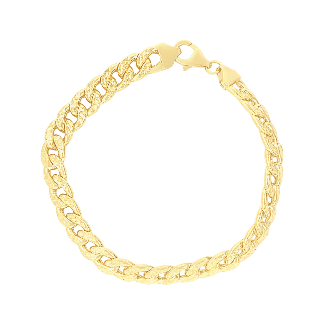 9ct Yellow Gold Silver Infused Curb Bracelet 20cm Bracelets Bevilles 