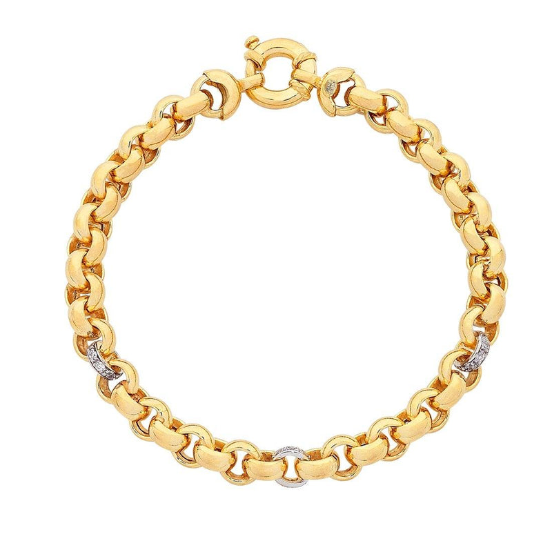 9ct Yellow Gold Silver Infused Belcher Bracelet Bracelets Bevilles 