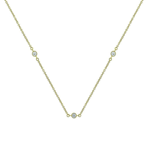 Round Bezel Cubic Zirconia Station Necklace in Silver Filled 9ct Yellow Gold Necklaces Bevilles 