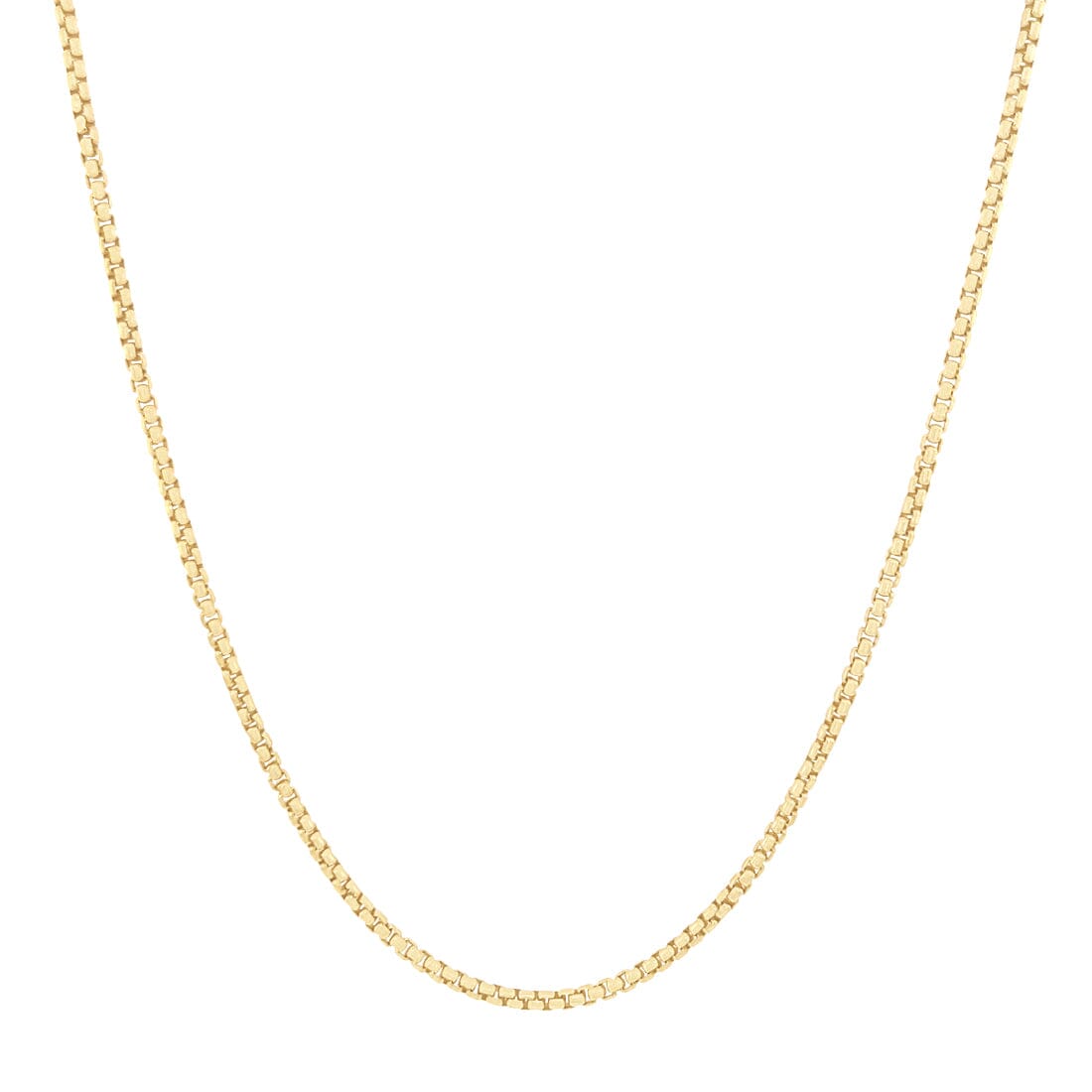 Round Box Chain Necklace in 9ct Yellow Gold Silver Infused 50cm Necklaces Bevilles 