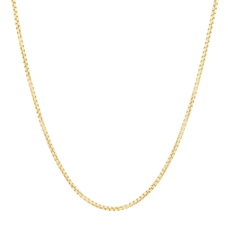 Round Box Chain Necklace in 9ct Yellow Gold Silver Infused 50cm Necklaces Bevilles 