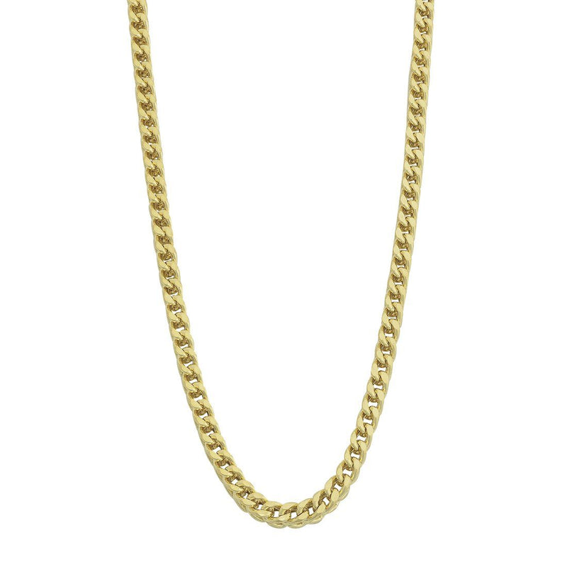 9ct Yellow Gold Silver Infused 4 Sided Curb Necklace 65cm Necklaces Bevilles 