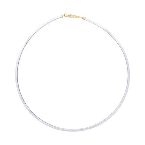 9ct Yellow Gold Silver Infused Two Tone Omega Necklace Necklaces Bevilles 