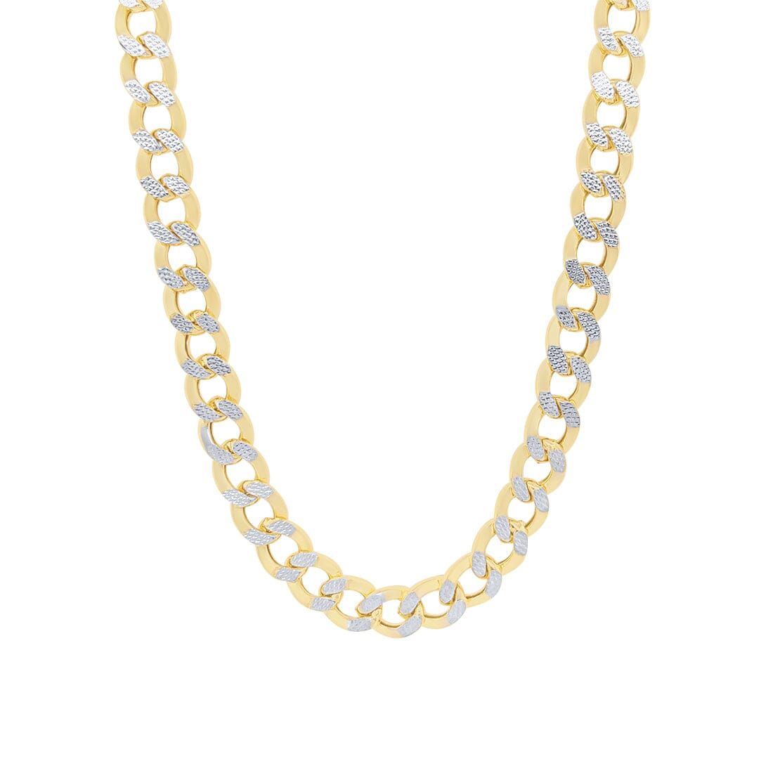9ct Yellow Gold Silver Infused Two Tone Curb Necklace 45cm Bevilles