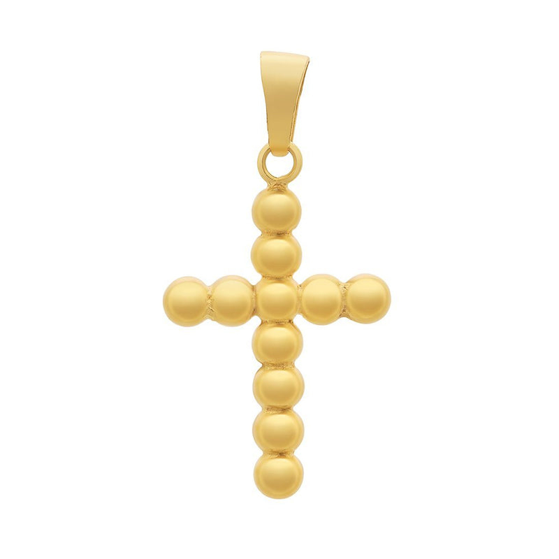 9ct Yellow Gold Silver Infused Round Ball Cross Charm Necklaces Bevilles 