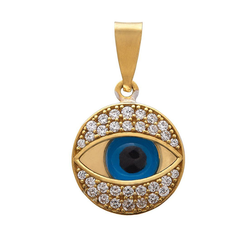 9ct Yellow Gold Silver Infused Evil Eye Pendant Necklaces Bevilles 