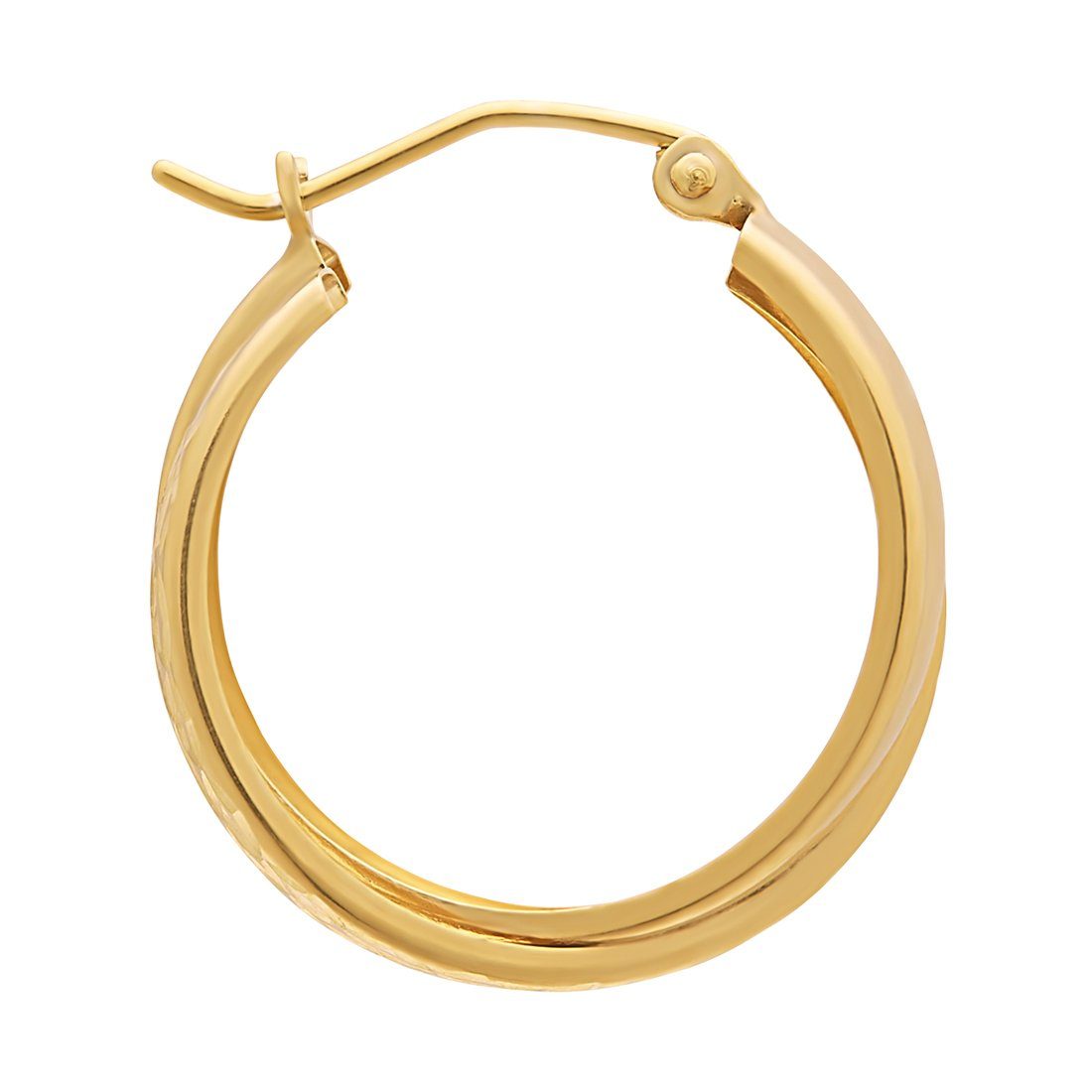 9ct Yellow Gold Silver Infused Double Hoop Earrings 3mm x 21mm Earrings Bevilles 