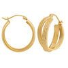 9ct Yellow Gold Silver Infused Double Hoop Earrings 3mm x 21mm Earrings Bevilles 