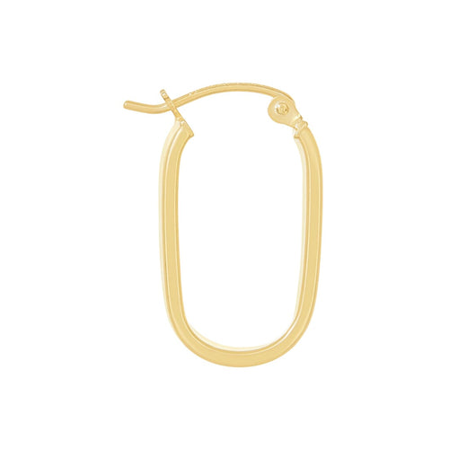 9ct Yellow Gold Silver Infused Oblong Hoop Earrings Earrings Bevilles 
