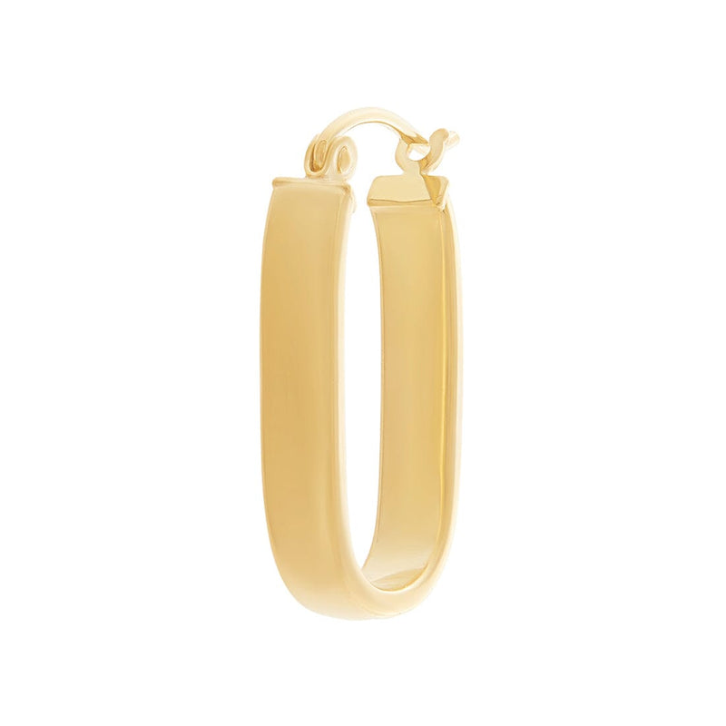 9ct Yellow Gold Silver Infused Oblong Hoop Earrings Earrings Bevilles 