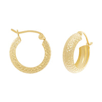 9ct Yellow Gold Silver Infused Diamond Cut Hoop Earrings 15mm Earrings Bevilles 