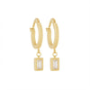 9ct Yellow Gold Silver Infused Hoop Earrings with Cubic Zirconia Drop Earrings Bevilles 