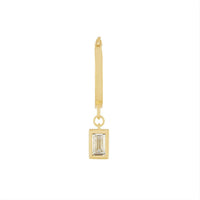 9ct Yellow Gold Silver Infused Hoop Earrings with Cubic Zirconia Drop Earrings Bevilles 