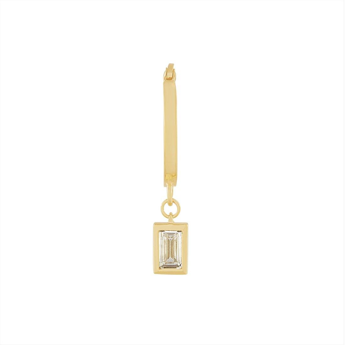 9ct Yellow Gold Silver Infused Hoop Earrings with Cubic Zirconia Drop Earrings Bevilles 
