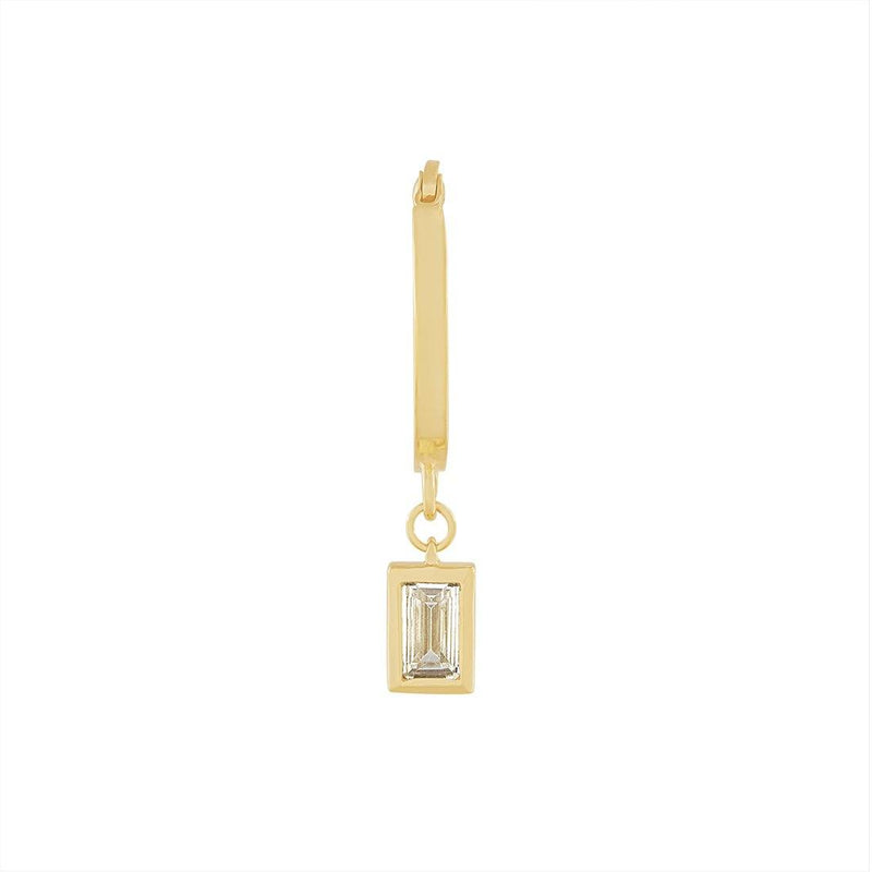 9ct Yellow Gold Silver Infused Hoop Earrings with Cubic Zirconia Drop Earrings Bevilles 