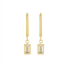 9ct Yellow Gold Silver Infused Hoop Earrings with Cubic Zirconia Drop Earrings Bevilles 