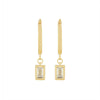 9ct Yellow Gold Silver Infused Hoop Earrings with Cubic Zirconia Drop Earrings Bevilles 