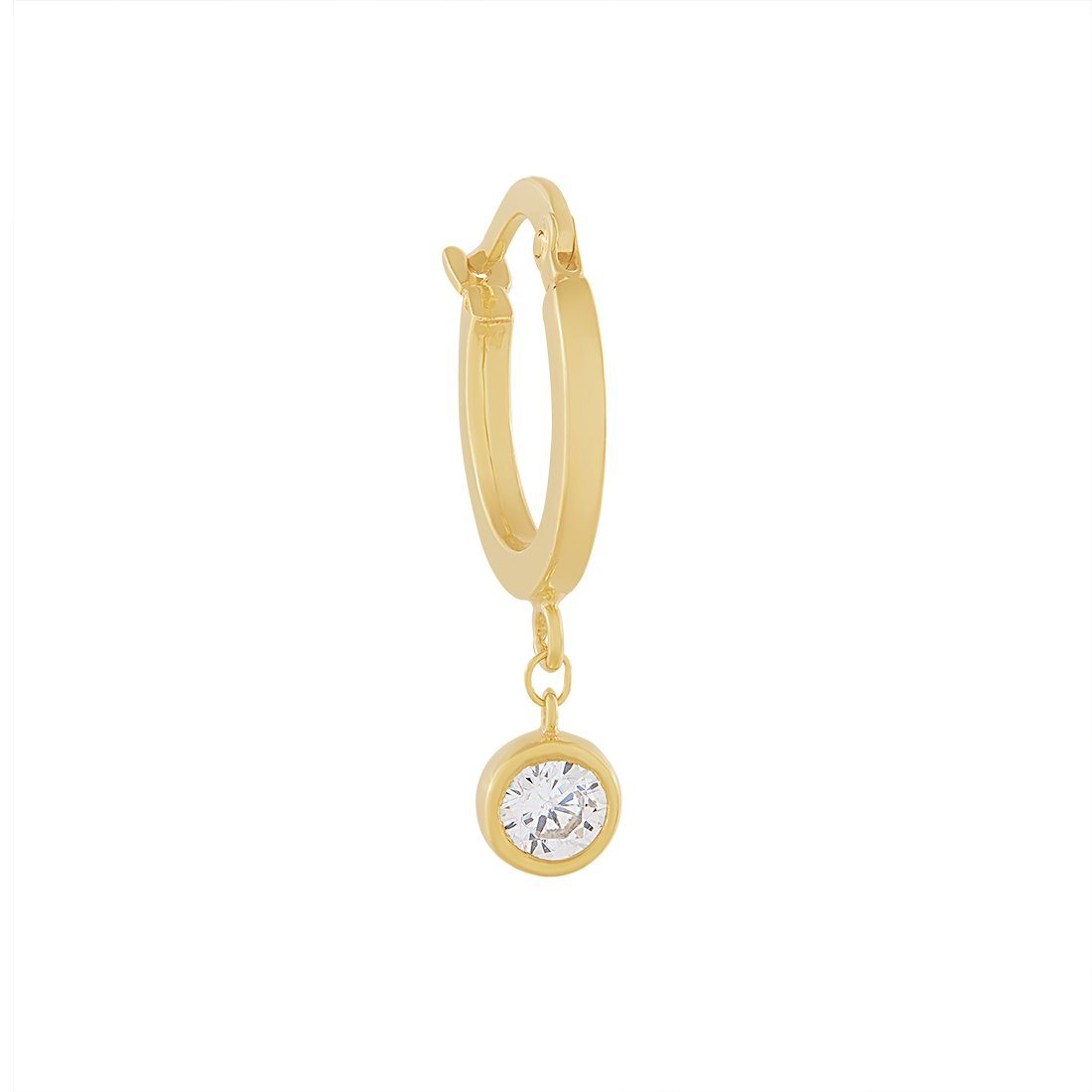 9ct Yellow Gold Silver Infused Hoop Earrings with Cubic Zirconia Drop Earrings Bevilles 