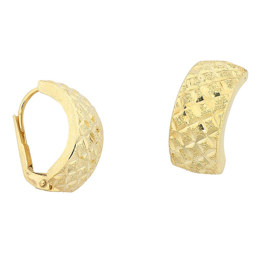 9ct Yellow Gold Silver Infused Half Hoop Earrings Earrings Bevilles 