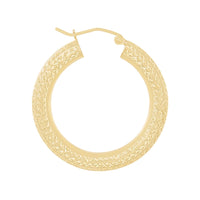 9ct Yellow Gold Silver Infused Diamond Cut Hoop Earrings 20mm Earrings Bevilles 