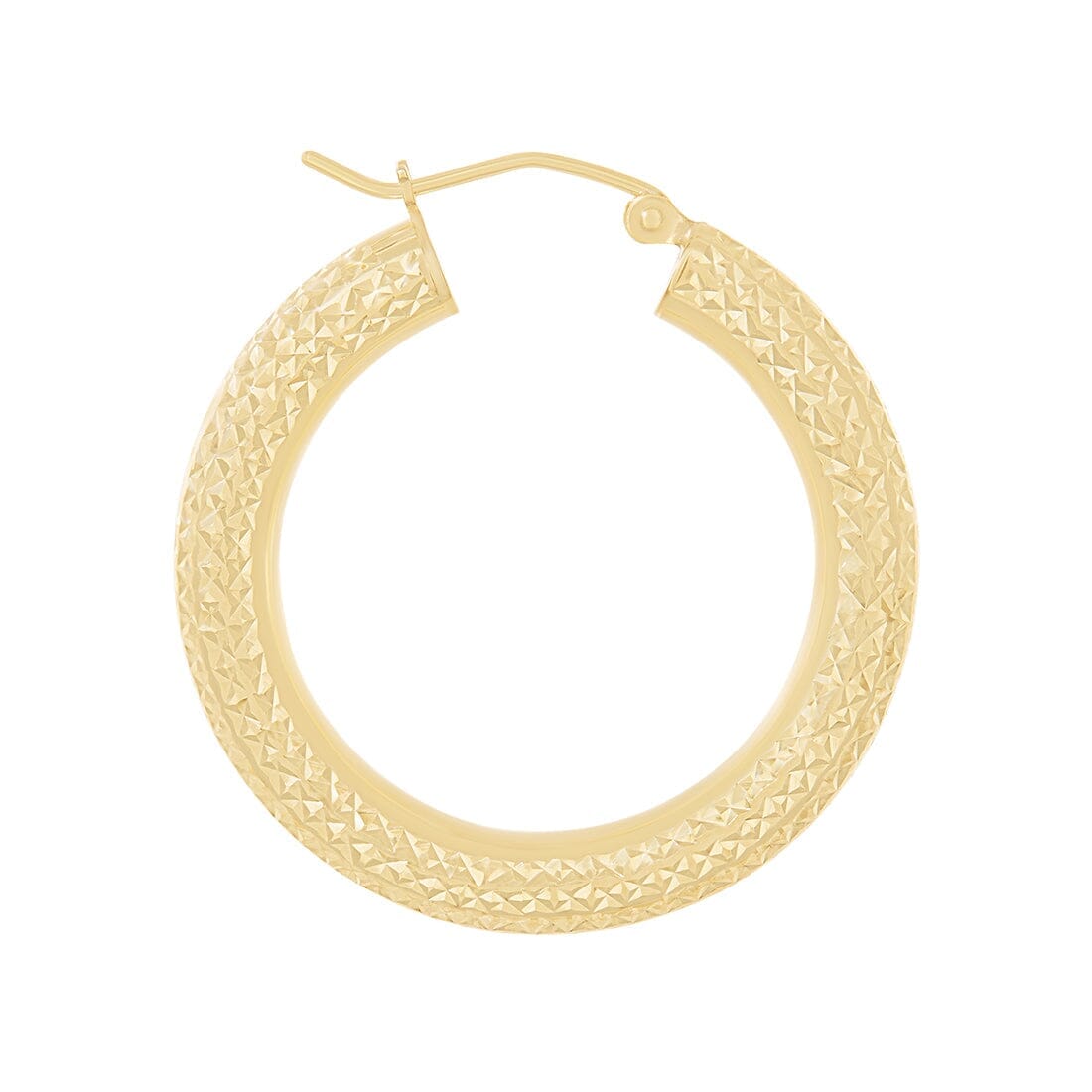 9ct Yellow Gold Silver Infused Diamond Cut Hoop Earrings 20mm Earrings Bevilles 