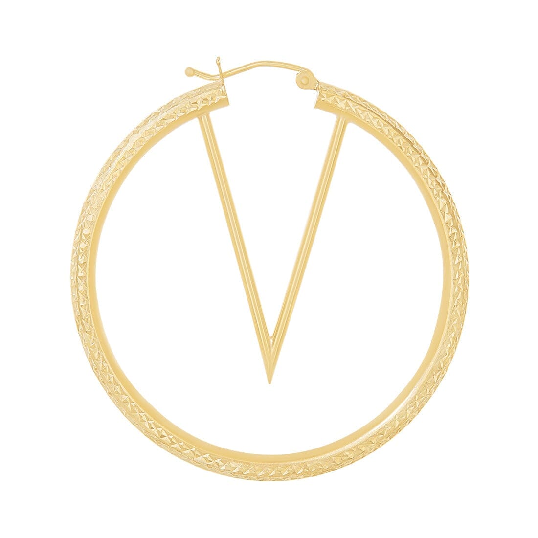 V Shape Centre Hoop Earrings in 9ct Yellow Gold Silver Infused 55mm Earrings Bevilles 