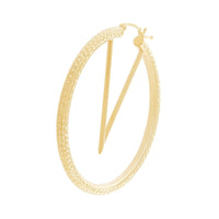 V Shape Centre Hoop Earrings in 9ct Yellow Gold Silver Infused 55mm Earrings Bevilles 