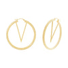 V Shape Centre Hoop Earrings in 9ct Yellow Gold Silver Infused 55mm Earrings Bevilles 