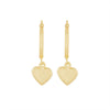 9ct Yellow Gold Silver Hoop Earrings with Heart Drop Earrings Bevilles 