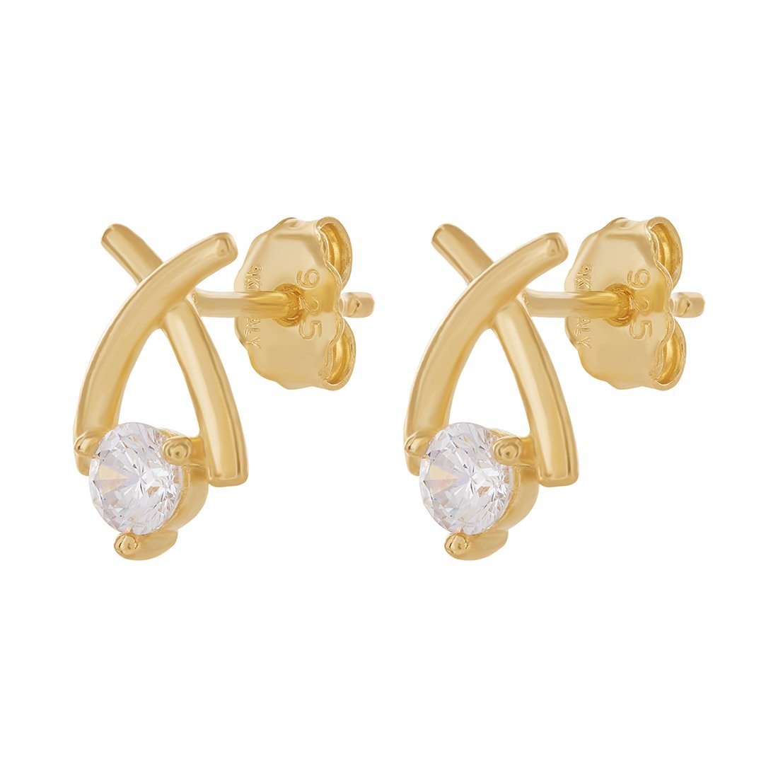 9ct Yellow Gold Silver Infused Stud Earrings Earrings Bevilles 