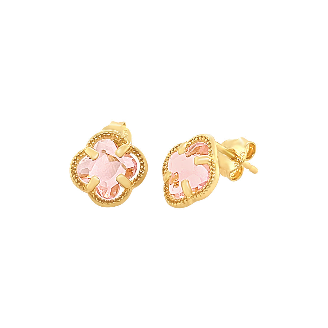 9ct Yellow Gold Silver Infused 4 Leaf Clover Stud Earrings Earrings Bevilles 