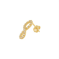 9ct Yellow Gold Silver Infused Infinity Stud Earrings with Cubic Zircona Earrings Bevilles 