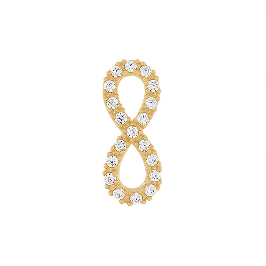 9ct Yellow Gold Silver Infused Infinity Stud Earrings with Cubic Zircona Earrings Bevilles 