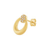 9ct Yellow Gold Silver Infused Half Moon Stud Earrings with Cubic Zircona Earrings Bevilles 