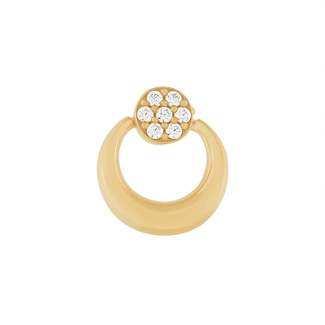 9ct Yellow Gold Silver Infused Half Moon Stud Earrings with Cubic Zircona Earrings Bevilles 