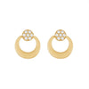9ct Yellow Gold Silver Infused Half Moon Stud Earrings with Cubic Zircona Earrings Bevilles 