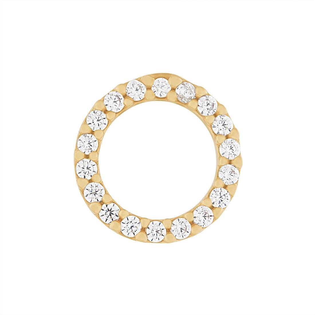 9ct Yellow Gold Silver Infused Circle Stud Earrings with Cubic Zircona Earrings Bevilles 