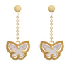 9ct Yellow Gold Pink Butterfly Drop Earrings Earrings Bevilles 