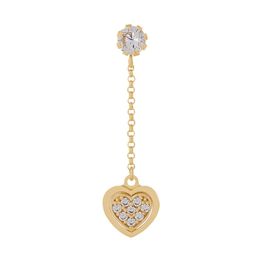 9ct Yellow Gold Silver Infused Heart Drop Earrings Earrings Bevilles 