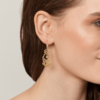 9ct Yellow Gold Silver Infused Filigree Drop Earrings Earrings Bevilles 